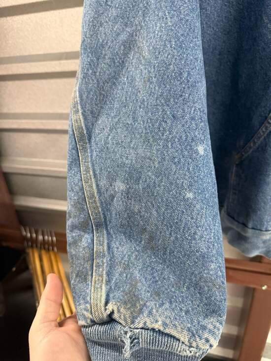 Vintage 90s Carhartt J139 DST Denim Blanket Lined Hooded Active Jacket - Picture 4 of 8